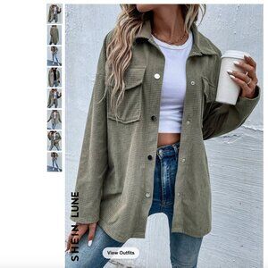 SHEIN LUNE Flap Pocket Drop Shoulder Coat